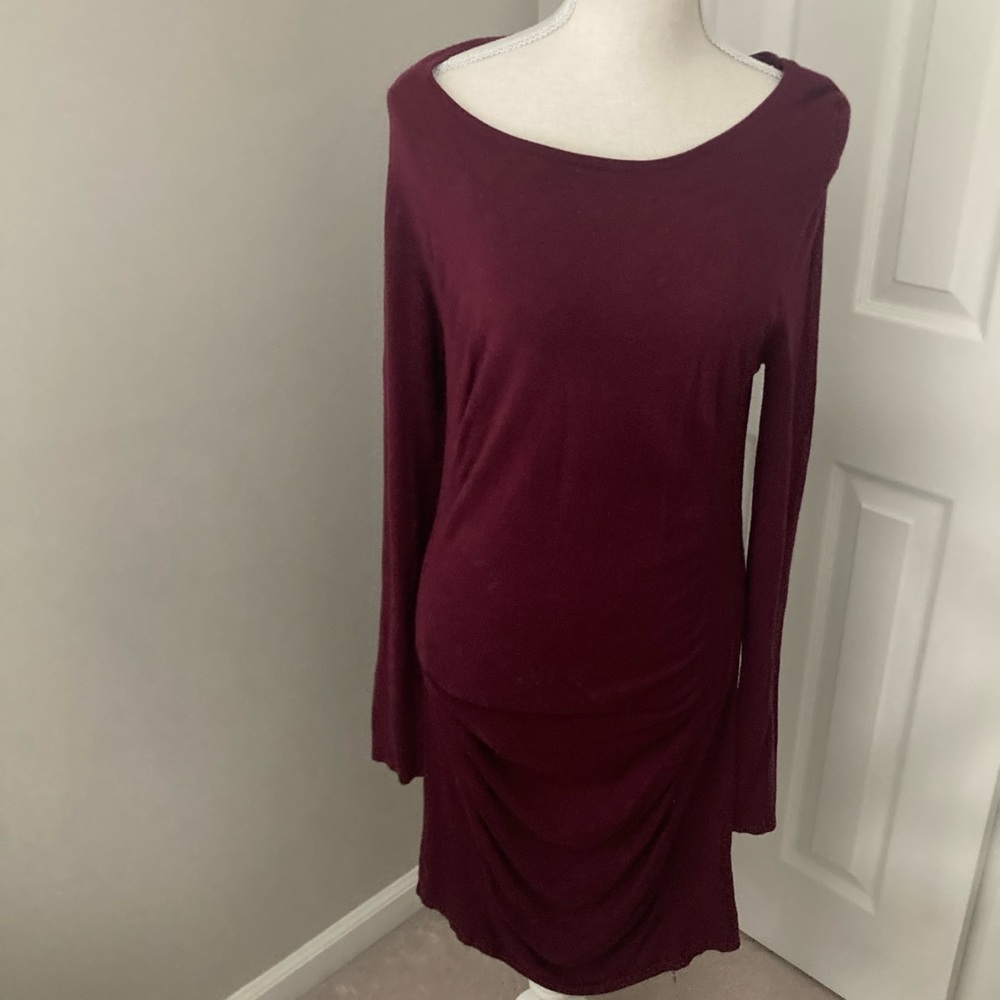 Elegant Burgundy Long Sleeve Dress